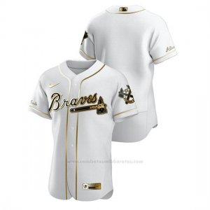 Camiseta Beisbol Hombre Atlanta Braves Golden Edition Autentico Blanco