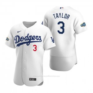 Camiseta Beisbol Hombre Los Angeles Dodgers Chris Taylor Autentico 2020 Primera Blanco