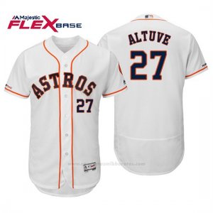 Camiseta Beisbol Hombre Houston Houston Astros 27 Jose Altuve Blanco 150th Aniversario Patch Flex Base