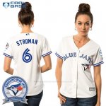 Camiseta Beisbol Mujer Toronto Blue Jays Marcus Stroman 6 Blanco Cool Base 40 Aniversario