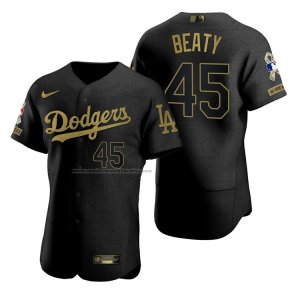 Camiseta Beisbol Hombre Los Angeles Dodgers Matt Beaty Negro 2021 Salute To Service