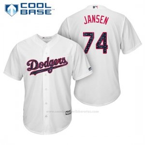Camiseta Beisbol Hombre Los Angeles Dodgers 2017 Estrellas y Rayas Kenley Jansen Blanco Cool Base
