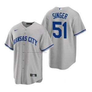 Camiseta Beisbol Hombre Kansas City Royals Brady Singer Replica Road Gris