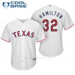 Camiseta Beisbol Hombre Texas Rangers 2017 Estrellas y Rayas Josh Hamilton Blanco Cool Base