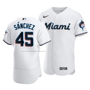 Camiseta Beisbol Hombre Miami Marlins Sixto Sanchez Autentico Primera Blanco