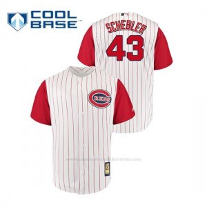 Camiseta Beisbol Hombre Cincinnati Reds Scott Schebler Throwback 1961 Cool Base Blanco Rojo