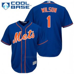 Camiseta Beisbol Hombre New York Mets Mookie Wilson 1 Azul Alterno 1ª Cool Base