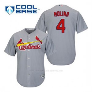 Camiseta Beisbol Hombre St. Louis Cardinals Yadier Molina 4 Gris Cool Base