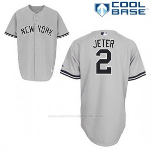 Camiseta Beisbol Hombre New York Yankees Derek Jeter 2 Gris Cool Base