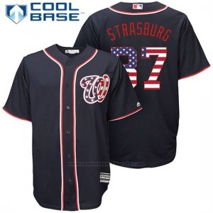 Camiseta Beisbol Hombre Washington Nationals Stephen Strasburg Stars Stripes Cool Base Azul