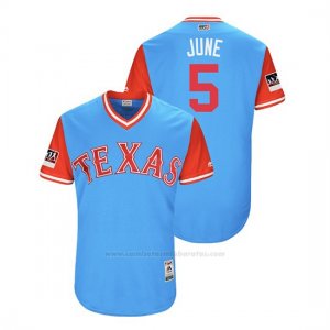 Camiseta Beisbol Hombre Texas Rangers Willie Calhoun 2018 Llws Players Weekend June Light Toronto Blue Jays