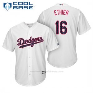 Camiseta Beisbol Hombre Los Angeles Dodgers 2017 Estrellas y Rayas Andre Ethier Blanco Cool Base