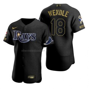 Camiseta Beisbol Hombre Tampa Bay Rays Joey Wendle Negro 2021 Salute To Service