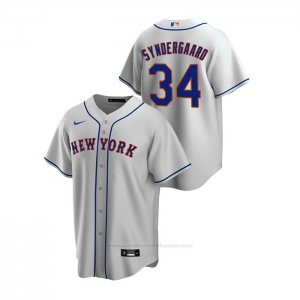 Camiseta Beisbol Hombre New York Mets Noah Syndergaard Replica Road Gris