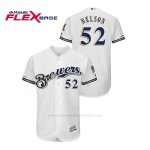 Camiseta Beisbol Hombre Milwaukee Brewers Jimmy Nelson 150th Aniversario Patch Autentico Flex Base Blanco