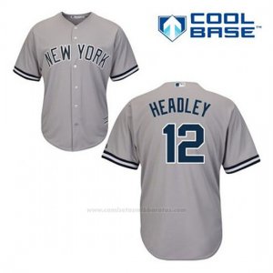 Camiseta Beisbol Hombre New York Yankees Chase Headley 12 Gris Cool Base