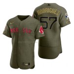 Camiseta Beisbol Hombre Boston Red Sox Eduardo Rodriguez Camuflaje Digital Verde 2021 Salute To Service