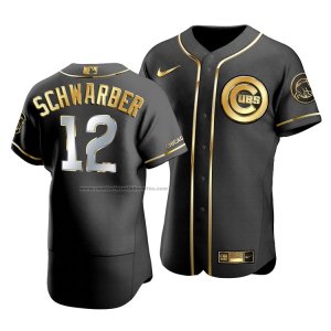 Camiseta Beisbol Hombre Chicago Cubs Kyle Schwarber Golden Edition Autentico Negro