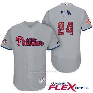 Camiseta Beisbol Hombre Philadelphia Phillies 2017 Estrellas y Rayas Roman Quinn Gris Flex Base