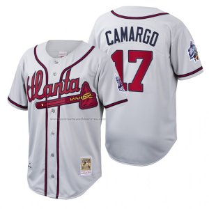 Camiseta Beisbol Hombre Atlanta Braves Johan Camargo Cooperstown Collection Autentico Blanco