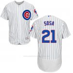 Camiseta Beisbol Hombre Chicago Cubs 21 Sammy Sosa Autentico Coleccion Blanco Flex Base