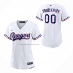 Camiseta Beisbol Mujer Texas Rangers Primera Replica Personalizada Blanco Camiseta Beisbol Mujer Texas Rangers Primera Replica Personalizada Blanco