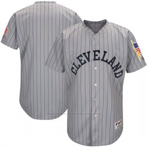 Camiseta Beisbol Hombre Cleveland Indians Gris 1917 Turn Back The Clock