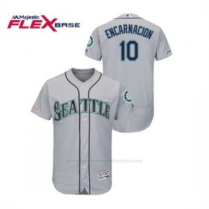 Camiseta Beisbol Hombre Seattle Mariners Edwin Encarnacion 150th Aniversario Patch Autentico Flex Base Gris