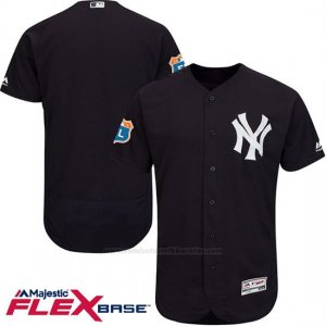 Camiseta Beisbol Hombre New York Yankees Blank Azul Flex Base Autentico Coleccion Entrenamiento de Primavera