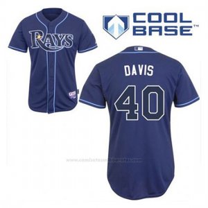 Camiseta Beisbol Hombre Tampa Bay Rays Wade Davis 40 Azul Azul Alterno Cool Base