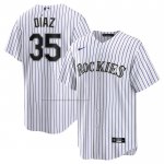 Camiseta Beisbol Hombre Colorado Rockies Elias Diaz Primera Replica Blanco