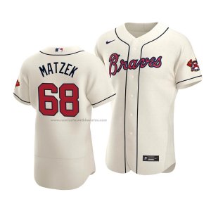 Camiseta Beisbol Hombre Atlanta Braves Tyler Matzek Autentico Alterno Crema