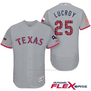 Camiseta Beisbol Hombre Texas Rangers 2017 Estrellas y Rayas Jonathan Lucroy Gris Flex Base