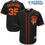 Camiseta Beisbol Hombre San Francisco Giants 35 Brandon Crawford Negro 2017 Cool Base