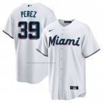 Camiseta Beisbol Hombre Miami Marlins Eury Perez Primera Replica Blanco