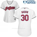 Camiseta Beisbol Mujer Cleveland Indians 30 Tyler Naquin Blanco Cool Base