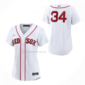 Camiseta Beisbol Mujer Boston Red Sox David Ortiz Primera Replica Blanco1