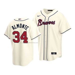 Camiseta Beisbol Hombre Atlanta Braves Abraham Almonte Replica Crema