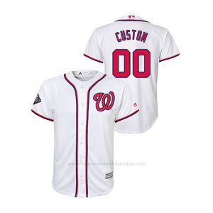 Camiseta Beisbol Nino Washington Nationals Personalizada 2019 World Series Bound Cool Base Blanco