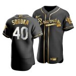 Camiseta Beisbol Hombre Atlanta Braves Mike Soroka Golden Edition Autentico Negro Oro