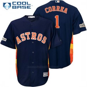 Camiseta Beisbol Hombre Houston Astros 2017 Postemporada Carlos Correa Azul Cool Base
