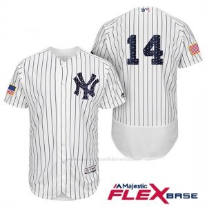 Camiseta Beisbol Hombre New York Yankees 2017 Estrellas y Rayas Starlin Castro Blanco Flex Base