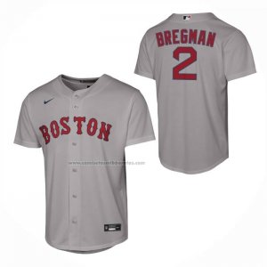 Camiseta Beisbol Nino Boston Red Sox Alex Bregman Segunda Replica Gris