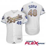 Camiseta Beisbol Hombre Kansas City Royals Campeones 48 Joakim Soria Flex Base Oros