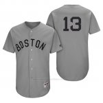 Camiseta Beisbol Hombre Boston Red Sox 13 Hanley Ramirez Gris Turn Back The Clock Autentico