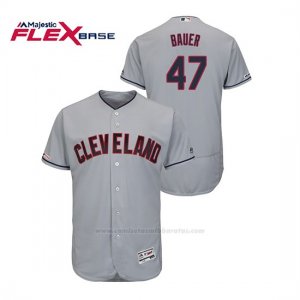 Camiseta Beisbol Hombre Cleveland Indians Trevor Bauer 150th Aniversario Patch Flex Base Gris