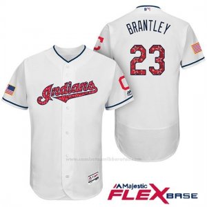 Camiseta Beisbol Hombre Cleveland Indians 2017 Estrellas y Rayas Michael Brantley Blanco Flex Base
