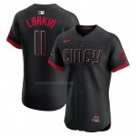 Camiseta Beisbol Hombre Cincinnati Reds Barry Larkin 2025 City Connect Sponsor Patch Elite Negro