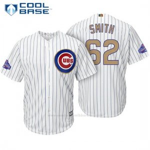 Camiseta Beisbol Hombre Chicago Cubs 62 Caleb Smith Blanco Oro Program Cool Base