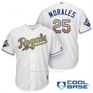 Camiseta Beisbol Hombre Kansas City Royals Campeones 25 Kendrys Morales Coolbase Oros